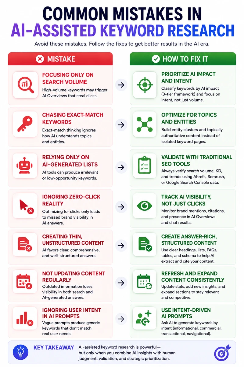 Common AI keyword research mistakes