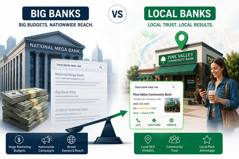 Local community bank winning Google local search